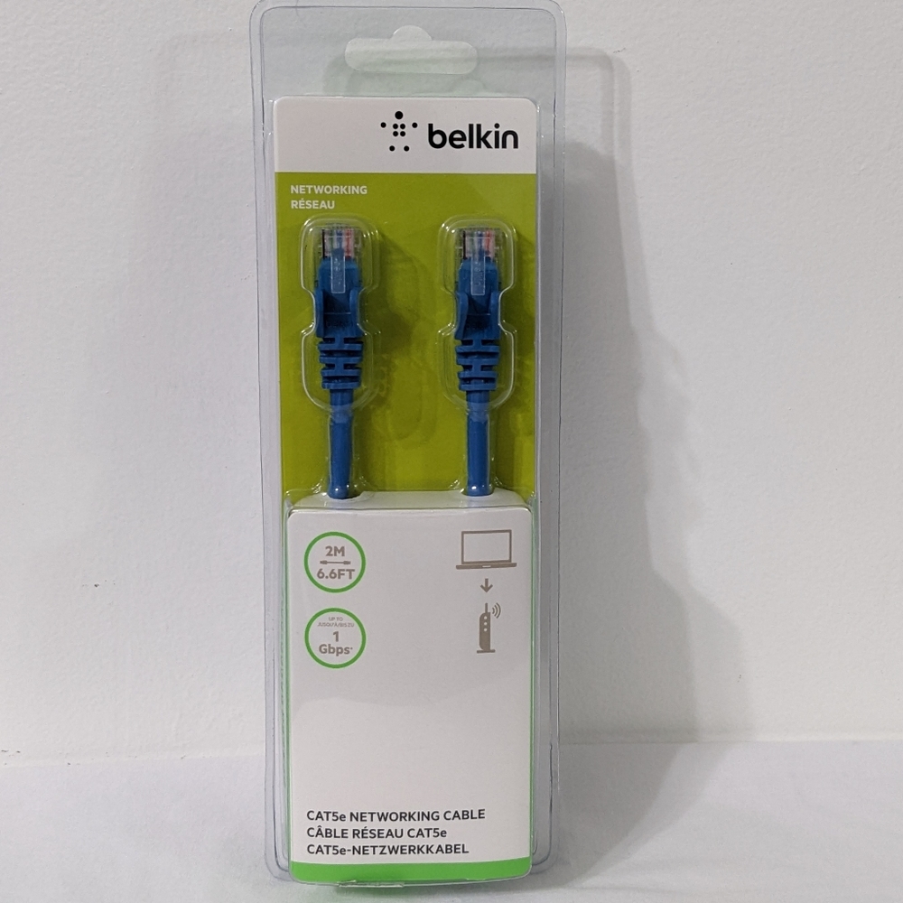 Belkin New Cat5e Blue Networking Cable, 6.6 FT, 1 Gbps, Ethernet Cable